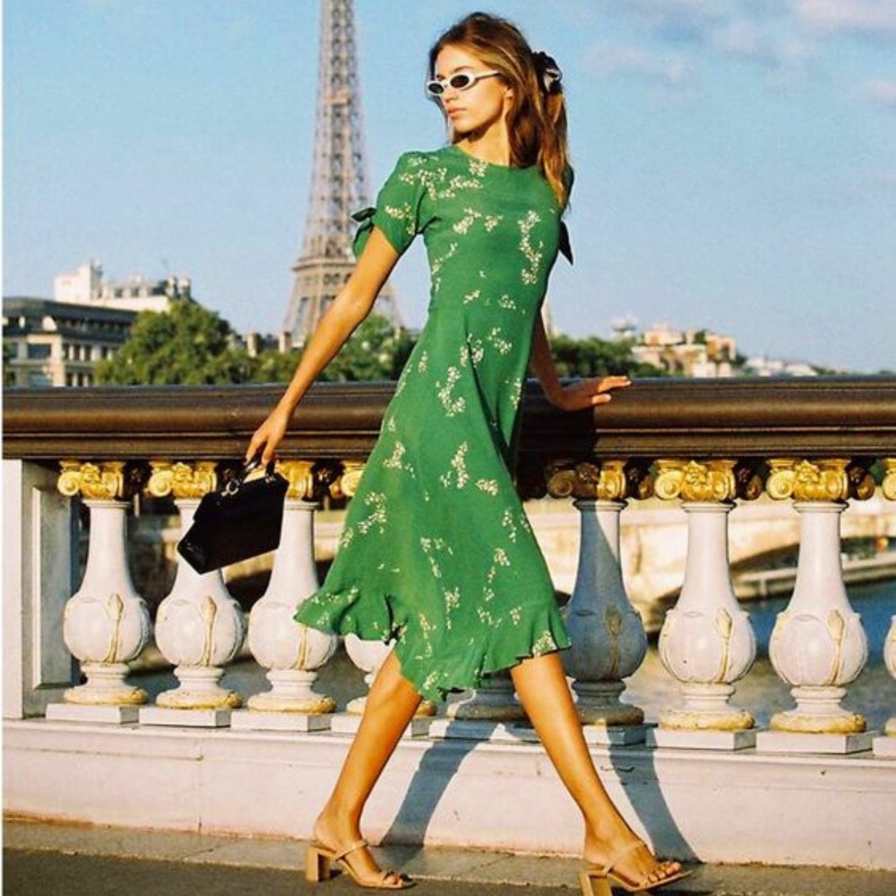 FAITHFULL THE BRAND Emilia Midi Dress Myrtille Floral Print Small